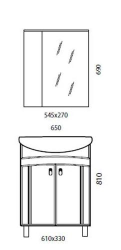 Мебель для ванной комнаты Aqualife Design Зеркальный шкаф Берген 55