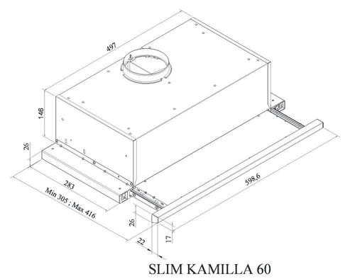 Вытяжка встраиваемая Krona Kamilla slim 600 (inox/2 мотора)