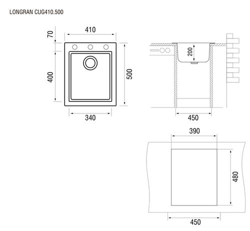 Мойка кухонная Longran Cube CUG 410.500-07 Alpina