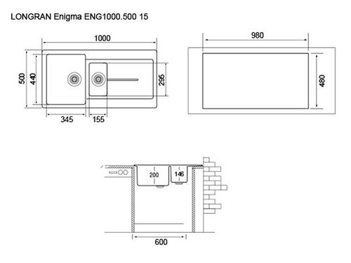 Мойка кухонная Longran Enigma ENG 1000.500 15-07 Alpina