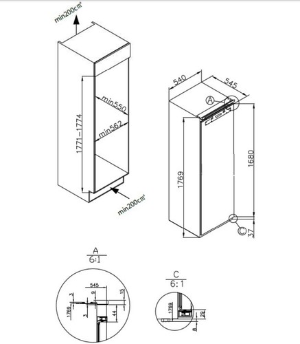 Встраиваемая морозильная камера Maunfeld MBFR177NFW