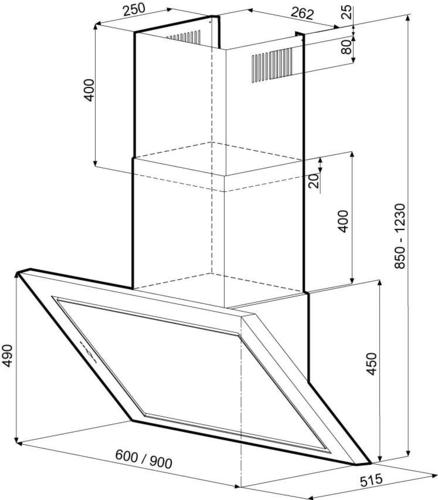 Вытяжка наклонная Krona AIDA Silent 900 5P inox/black