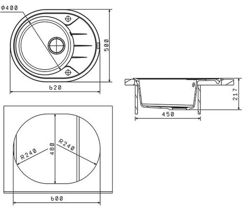Мойка кухонная Florentina Родос 620 (бежевый)