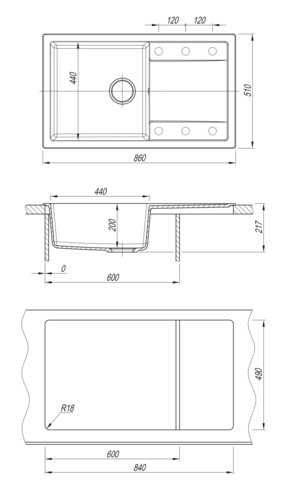 Мойка кухонная Dr.Gans Техно 860 (белый, СМс)