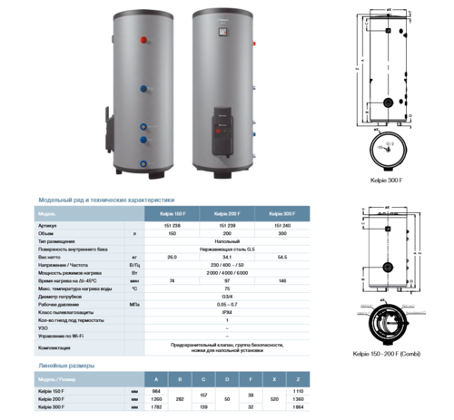 Электрический водонагреватель Thermex Kelpie 300 F