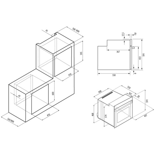 Встраиваемый духовой шкаф Krona Corrente 45 BL