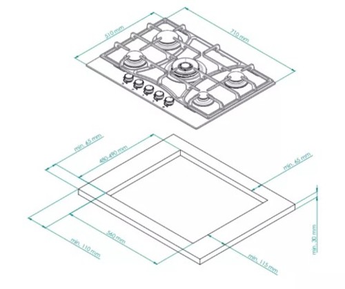 Газовая варочная панель Kuppersberg FS 703 B